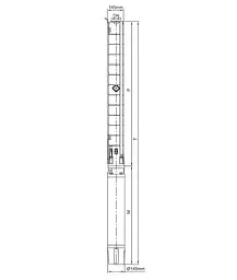Насос відцентровий свердловинний DONGYIN 6SP17-13 380В 7.5кВт H 143(104)м Q 400(300)л/хв Ø145мм+пульт (з 3х частин) (7777043) - мініатюра 3