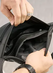 Велика чоловіча шкіряна сумка на пояс бананка Sambag Tirso Max чорна 38 × 17 × 6 см (81341101m) - мініатюра 5