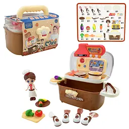 Ігровий набір кухонних аксесуарів Mini kitchen у кейсі-трансформері з фігуркою кухаря (623-826)