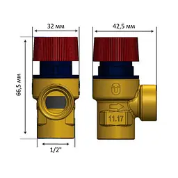 Клапан запобіжний Roho R2000-015 - 1/2" ВВ (1,5 бар) RO0166 - мініатюра 2