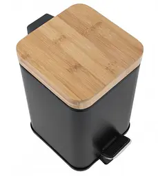 Кошик для сміття Yoka Sido Black Bamboo 3л. для ванної кімнати CH.SIDO-BLK, Чорний матовий - мініатюра 4