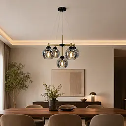 Підвісна люстра Artlight 7020/5 з п’ятьма графітовими скляними плафонами E27, чорний і латунь, від 12-19 м²