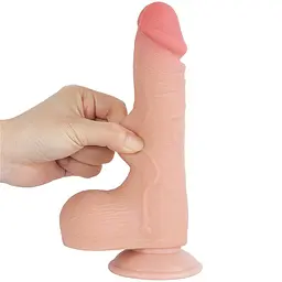 Фаломіметатор Sliding Skin Dual Layer Dong Flesh, 19.5 см (тілесний) - мініатюра 3