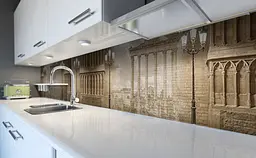 Вініловий кухонний фартух 3Д Античність наклейка для кухні Архітектура Бежевий 60х200 см Happy Pocket Z181668 - мініатюра 6