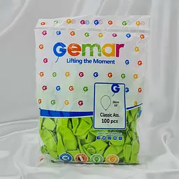 Надувні повітряні кульки Gemar 26 см (10") 100 шт наповнення повітрям або гелієм перламутровий Салатовий - мініатюра 2