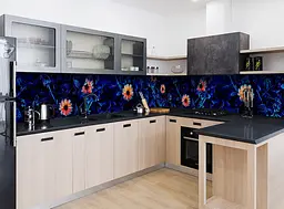 Кухонний фартух Морозні Квіти для декору 60х300 см Абстракція Синій Happy Pocket Z183969 - мініатюра 4