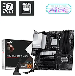 Материнська плата MSI PRO B850M-P WIFI (PRO B850M-P WIFI) (Socket AM5, AMD B850, Micro-ATX) - мініатюра 5