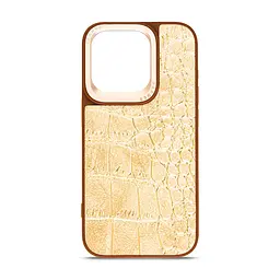 Кожаный чехол для Apple iPhone 14 Pro, Harder Crocosaur, бежевый, термополиуретан ТПУ + экокожа с текстурой крокодила, панель, защита корпуса, противоударный, микрофибра, рамка вокруг камеры, защита всего корпуса, (ARM76721)