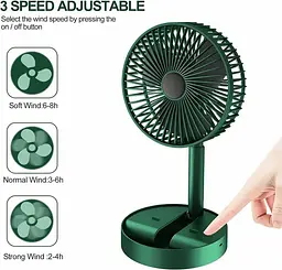Акумуляторний настільний вентилятор Telescopic Folding Fan Портативний складна міні USB ветродуйка Зелений - мініатюра 8