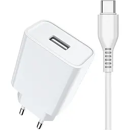 Зарядний пристрій Jellico C5T 1USB 2.1A + Type-C cable White - мініатюра 2