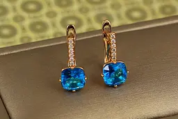 Сережки Xuping Jewelry Льод з блакитним каменем 1.7 см золотисті