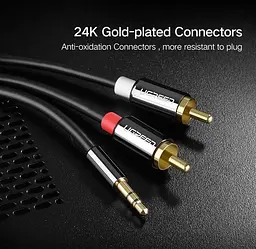 Кабель аудіо Ugreen AV116 2RCA to 3.5mm стерео розгалужувач 3 м (10590) - мініатюра 5