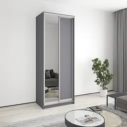 Шафа-купе дводверна MebelStar Уні AL ДСП/Дзеркало 90x60x240 см Антрацит (MBS-3965)