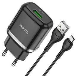 Адаптер мережевий HOCO Micro USB cable Special N3 1 USB 18 W 3 A чорний комплект