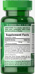 Залізо Puritan's Pride Iron Ferrous Sulfate 65 mg 100 таблеток - мініатюра 2