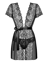 Еротичний комплект Obsessive Alluria robe L/XL чорний - мініатюра 3
