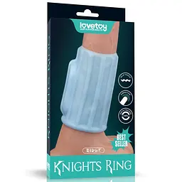 Вібронасадка на член Lovetoy Vibrating Spiral Knights Ring, 10 см (блакитний) - мініатюра 5