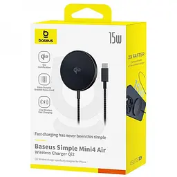 Зарядний пристрій Baseus Simple Mini4 Air Magnetic Qi2 15W чорний (P10278200111-00) - мініатюра 2