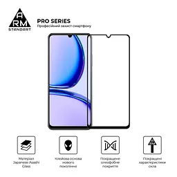 Захисне скло на Realme C53/C51/Note 50 з олеофобним покриттям, Pro, повне проклеювання, антистатичний і пиловідштовхуючий шар, 9H, самоклеючеся, 2.5D, на весь екран, антистатичний клей, ArmorStandart (ARM71014) - мініатюра 2