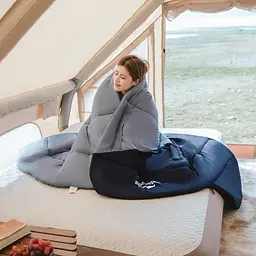 Спальник з капюшоном Naturehike Sunny Day PL02 U350 CNK2550WS028, (6°C), лівий, блакитно-синій - мініатюра 7