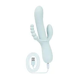 Потрійний вібратор Good Vibes Only - SAGE Triple Stimulation Vibe Soft Silicone - Blue, манливий рух - мініатюра 4