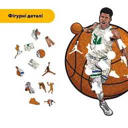 Дерев'яний фігурний пазл Янніс Адетокунбо, А3, Картонна коробка 200 елементів - мініатюра 2