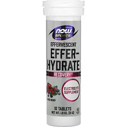 Електроліти Effer-Hydrate Now Foods Sports зі смаком ягід, 10 таблеток 51 г