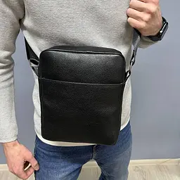 Сумка чоловіча чорна шкіряна Handycover S245 через плече - мініатюра 7