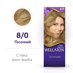 Стійка крем-фарба для волосся Wellaton, відтінок 8/0 (пісочний), 110 мл - мініатюра 2