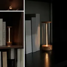 Настільний світильник з магнітною ниткою, від USB, 19х7см Світле дерево - мініатюра 2