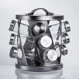 Карусель для спецій 12 баночок по 100 мл, хром Yiwu HP-1368