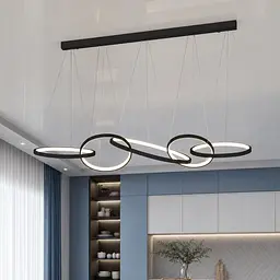 Чорна дизайнерська LED люстра з 5 кілець, що світяться Artlight YDH2160/5BK для кухні-студії