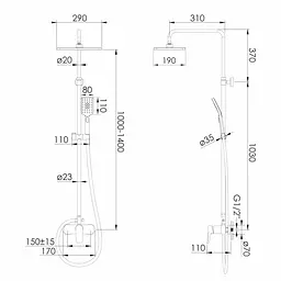 Душова система хром Imprese Modus f03008201SS, Хром - мініатюра 2