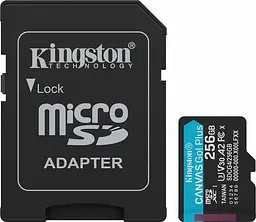Карта пам'яті Kingston MicroSDXC 256GB Canvas Go! Plus class10 UHS-I U3 V30 Adapter SD (SDCG4/256GB)