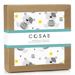 Пелюшка багаторазова Cosas непромокаюча Grey Teddy Bear 70х120 см, сіра