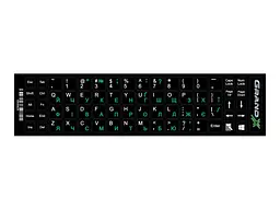 Наклейки на клавиатуру Grand-X 68 keys Green Latin Ukr White (DC-GXDGUA)