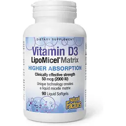 Вітамін D3 LipoMicel Matrix Natural Factors 90 м'яких капсул