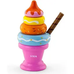 Пірамідка Морозиво Viga Toys 51321 Рожева дерев'яна іграшка