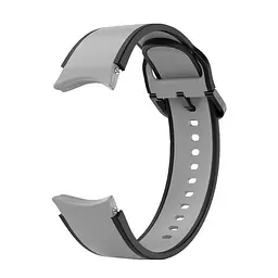 Браслет Double Line для Samsung Galaxy Watch 4 - сіро-чорний ширина кріплення 20мм силікон Watchbands (W12-3WB90238599) - мініатюра 3