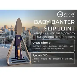 Ніж складаний кишеньковий Civivi Baby Banter Slip Joint (6 см) Nitro-V / G10 синій - мініатюра 14