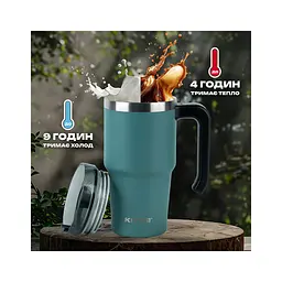 Термокружка Kite з ручкою 600 мл зелена (K24-1207-3) - мініатюра 9