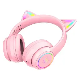 Бездротові ігрові навушники з котячими вушками Onikuma B90 RGB гарнітура з мікрофоном Pink (19117) - мініатюра 3