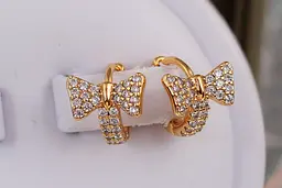 Сережки дитячі Xuping Jewelry бантики з косичкою 10 мм золотисті - мініатюра 2