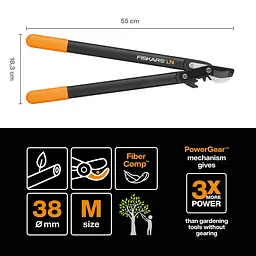 Сучкоріз для зелених гілок до 38 мм Fiskars PowerGear L74 Bypass, M 112290 (1000582) - мініатюра 3