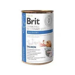 Вологий корм Brit GF VetDiets Recovery для собак і котів, у період одужання, з лососем, 400 г