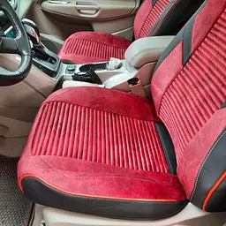 Авточохли універсальні 5D екошкіра замша Чорно - червоні - мініатюра 6