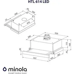 Витяжка телескопічна Minola HTL 614 WH LED - мініатюра 8