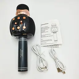 Бездротовий караоке мікрофон з динаміком 5 тембрів голосу USB AUX FM Wster WS-2911 чорний - мініатюра 2
