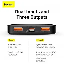 УМБ Baseus Bipow Digital Display Power Bank 10000mAh 20W (PPDML-L02) біла - мініатюра 9