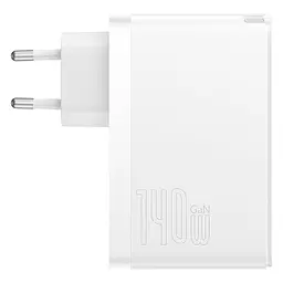 Мережевий зарядний пристрій Baseus GaN5 Pro Fast Charger 2C+U 140W EU Cable Type-C to Type-C 240W 1m CCGP100202 White - мініатюра 2